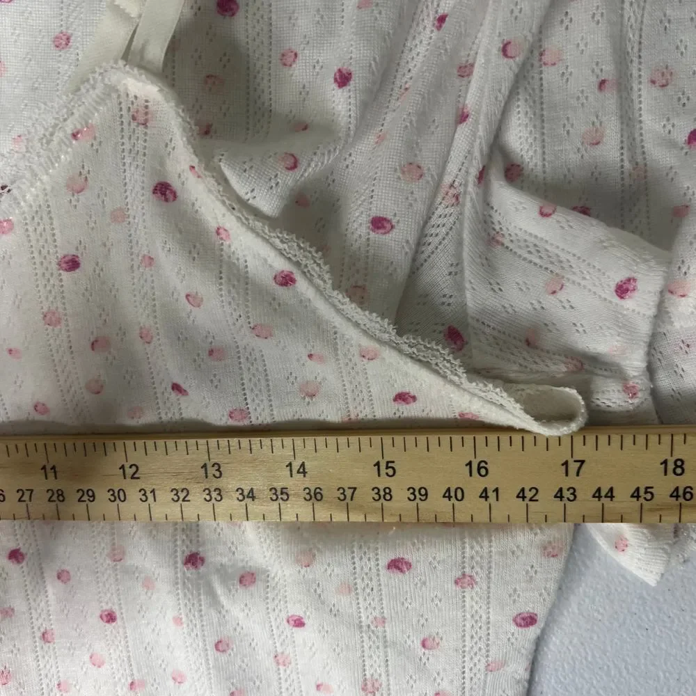 Nanette Lepore Pajama‎ Set Cami Top Shorts Lingerie Sleepwear White Pink Dot L